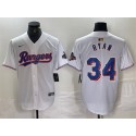 Texas Rangers #34 Nolan Ryan White Gold Cool Base Stitched Jersey