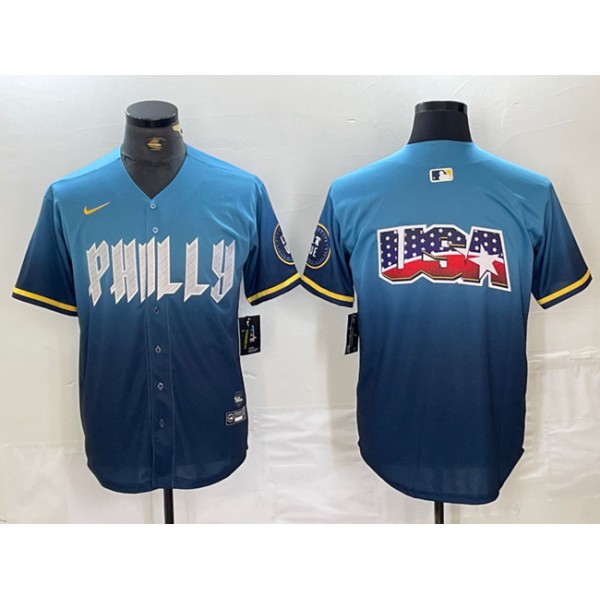Philadelphia Phillies Blue Team Big Logo 2024 City Connect Limited Stitched Jersey
