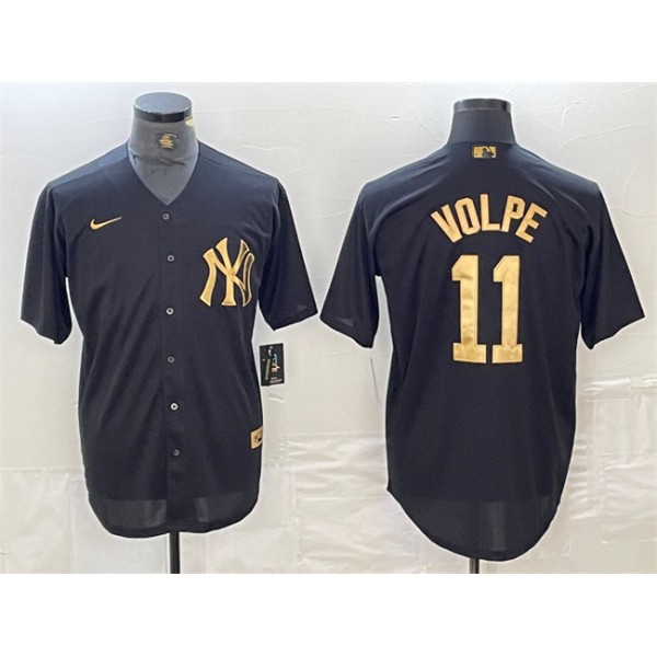 New York Yankees #11 Anthony Volpe Black Cool Base Stitched Jersey