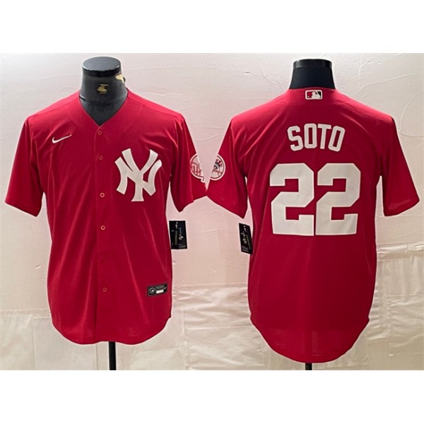 New York Yankees #22 Juan Soto Red Cool Base Stitched Jersey