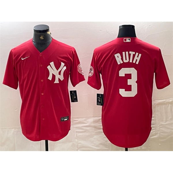 New York Yankees #3 Babe Ruth Red Cool Base Stitched Jersey