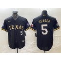 Texas Rangers #5 Corey Seager Black Gold With Patch Cool Base Stitched Jersey