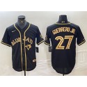 Toronto Blue Jays #27 Vladimir Guerrero Jr. Black Gold Cool Base Stitched Jersey