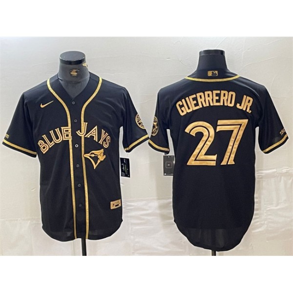 Toronto Blue Jays #27 Vladimir Guerrero Jr. Black Gold Cool Base Stitched Jersey