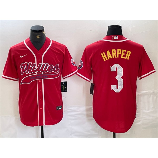 Philadelphia Phillies #3 Bryce Harper Red 2024 City Connect Stitched Jersey