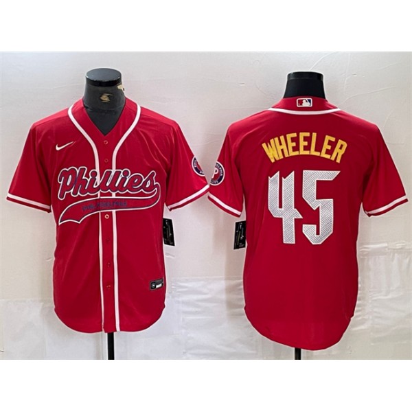 Philadelphia Phillies #45 Zack Wheeler Red 2024 City Connect Stitched Jersey