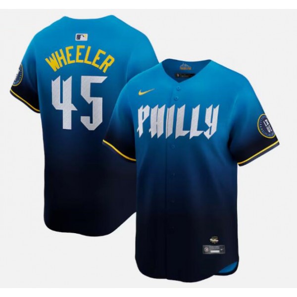 Philadelphia Phillies #45 Zack Wheeler Blue 2024 City Connect Limited Stitched Jersey