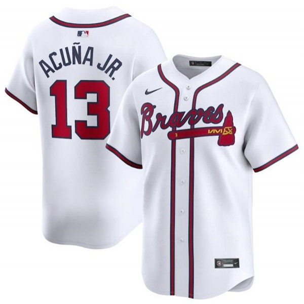 Atlanta Braves #13 Ronald Acuña Jr. White 2024 Home Limited Stitched Jersey