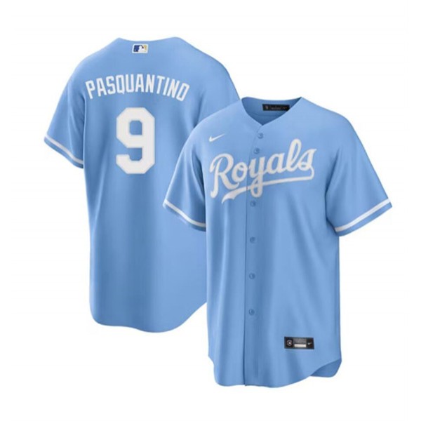Kansas City Royals #9 Vinnie Pasquantino Blue Cool Base Stitched Jersey