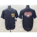 Washington Nationals Black Team Big Logo Cool Base Stitched Jersey