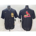 St. Louis Cardinals Black Team Big Logo Cool Base Stitched Jersey