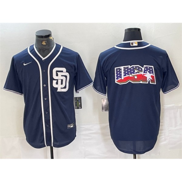 San Diego Padres Navy Team Big Logo Cool Base Stitched Jersey