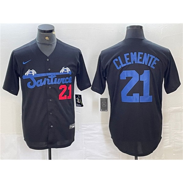 Santurce Crabbers #21 Roberto Clemente Black Cool Base Stitched Jersey