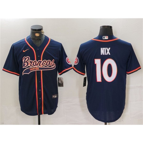 Denver Broncos #10 Bo Nix Navy Cool Base Stitched Jersey