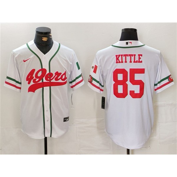 San Francisco 49ers #85 George Kittle White With Patch Cool Base Stitched Jersey