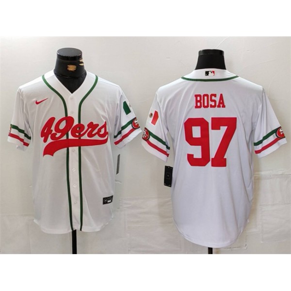 San Francisco 49ers #97 Nick Bosa White With Patch Cool Base Stitched Jersey