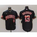 San Diego Padres #13 Manny Machado Black White Cool Base Stitched Jersey