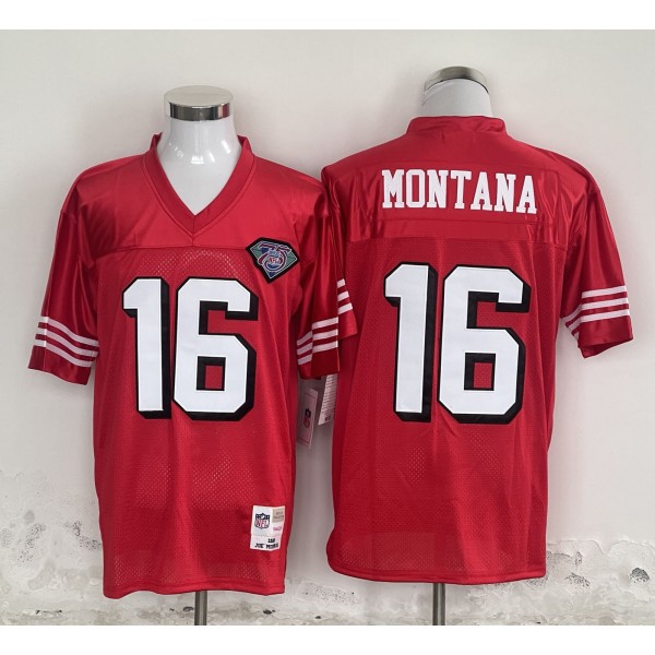 San Francisco 49ers #16 Joe Montana Red Stitched Jersey