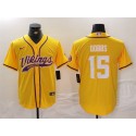 Minnesota Vikings #15 Joshua Dobbs Yellow Cool Base Stitched Jersey