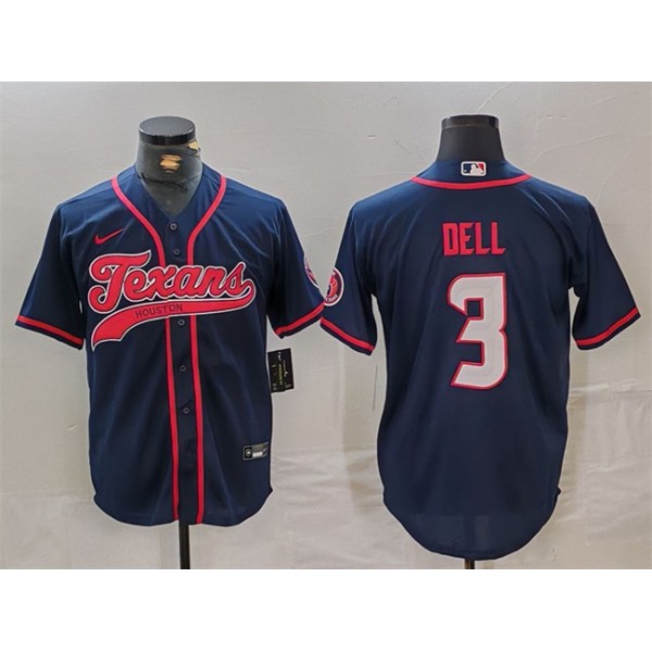 Houston Texans #3 Tank Dell Navy With Patch Cool Base Stitched Jersey