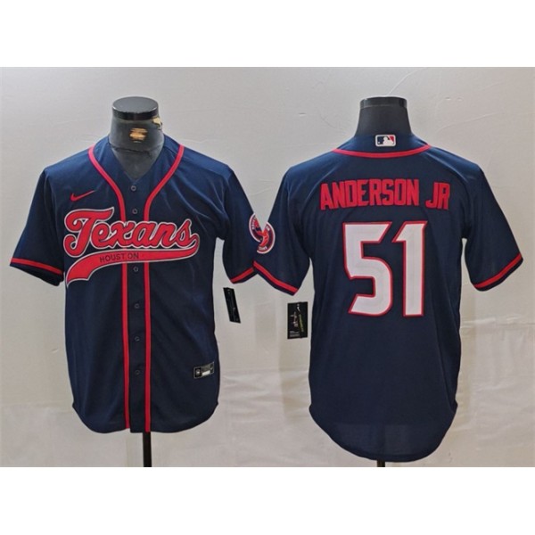 Houston Texans #51 Will Anderson Jr. Navy With Patch Cool Base Stitched Jersey