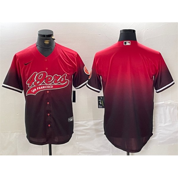 San Francisco 49ers Blank Red Black With Patch Cool Base Stitched Jersey