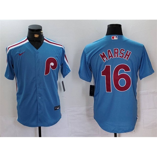 Philadelphia Phillies #16 Brandon Marsh Blue Cool Base Stitched Jersey