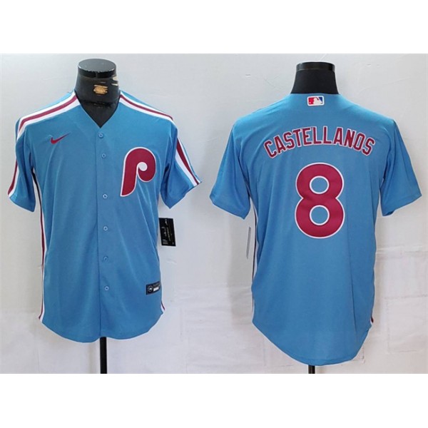 Philadelphia Phillies #8 Nick Castellanos Blue Cool Base Stitched Jersey