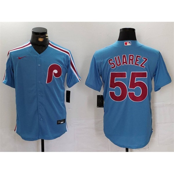 Philadelphia Phillies #55 Ranger Suárez Blue Cool Base Stitched Jersey