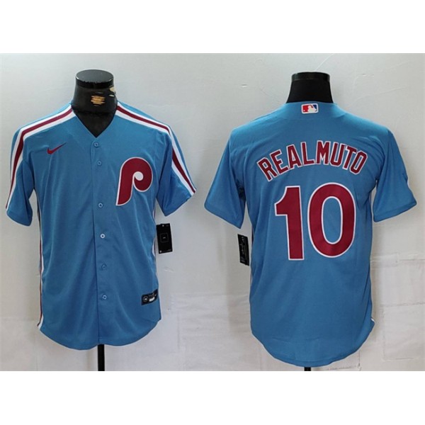 Philadelphia Phillies #10 J.T. Realmuto Blue Cool Base Stitched Jersey