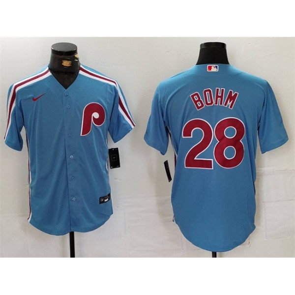 Philadelphia Phillies #28 Alec Bohm Blue Cool Base Stitched Jersey