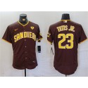 San Diego Padres #23 Fernando Tatis Jr. Brown With PS Patch Flex Base Stitched Jersey