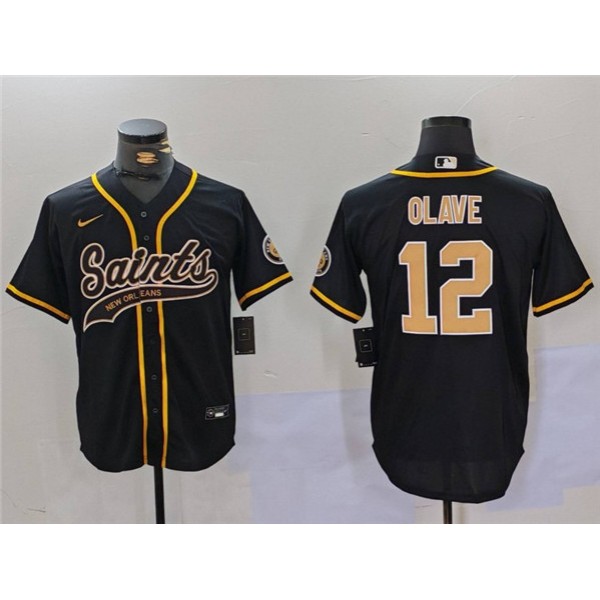 New Orleans Saints #12 Chris Olave Black Cool Base Stitched Jersey
