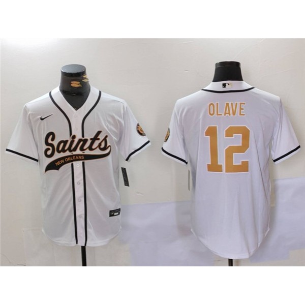 New Orleans Saints #12 Chris Olave White Cool Base Stitched Jersey