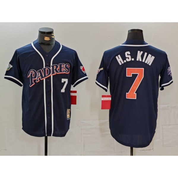 San Diego Padres #7 Ha-Seong Kim Navy Cool Base Stitched Jersey