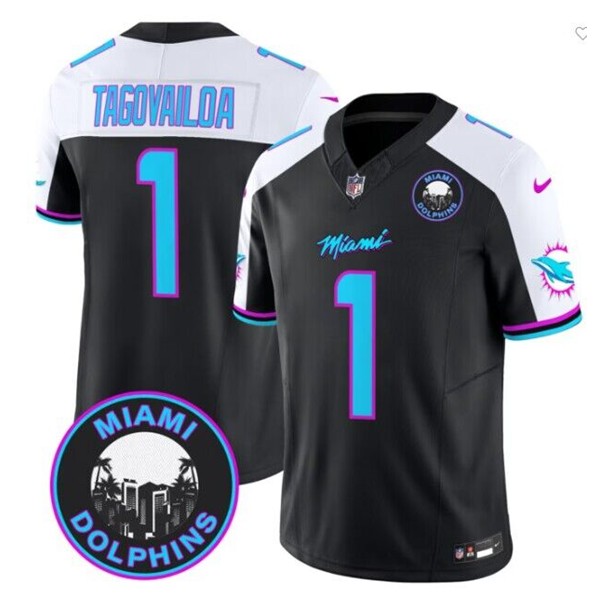 Miami Dolphins #1 Tua Tagovailoa Black F.U.S.E. 'Miami Vice' Vapor Limited Stitched Jersey