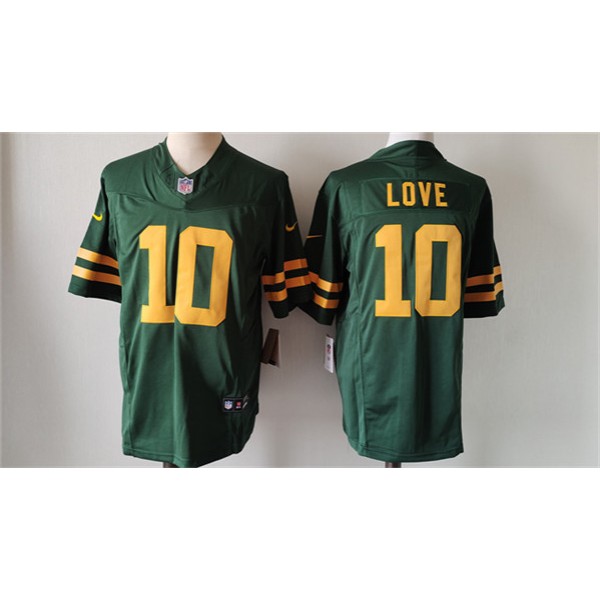 Green Bay Packers #10 Jordan Love Green Color Rush 2023 F.U.S.E. Limited Stitched Jersey