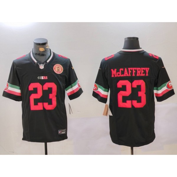 San Francisco 49ers #23 Christian McCaffrey Black F.U.S.E. Mexico With Gate Bridge Patch Vapor Limited Stitched Jersey