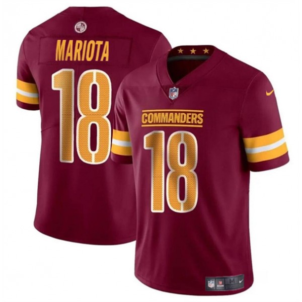 Washington Commanders #18 Marcus Mariota Burgundy 2024 Vapor Limited Stitched Jersey