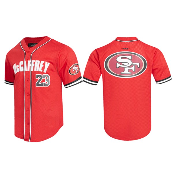 San Francisco 49ers #23 Christian McCaffrey Mesh Button-Up Stitched Jersey