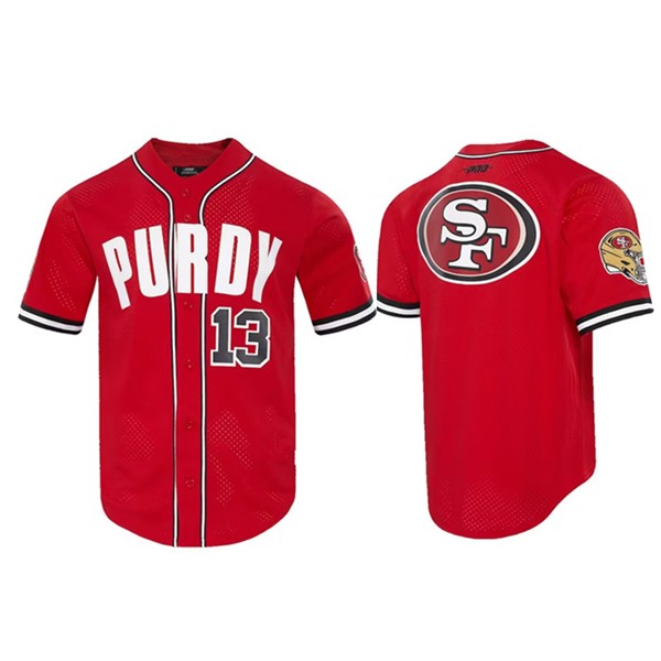 San Francisco 49ers #13 Brock Purdy Pro Standard Mesh Button-Up Stitched Jersey