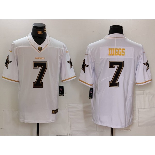Dallas Cowboys #7 Trevon Diggs White Golden Edition Limited Stitched Jersey