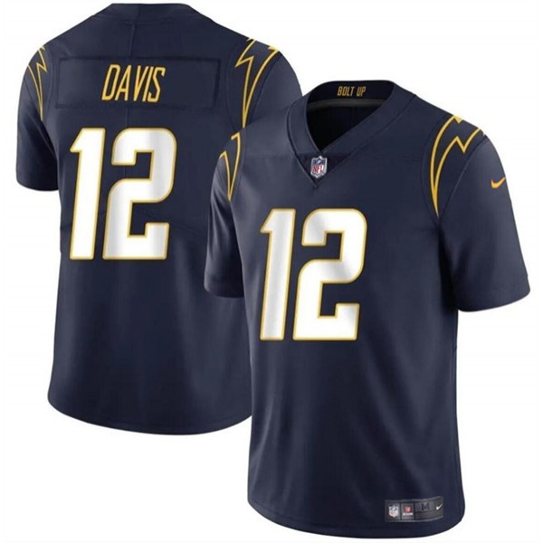 Los Angeles Chargers #12 Derius Davis Navy 2024 Vapor Limited Stitched Jersey