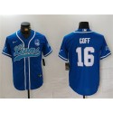 Detroit Lions #16 Jared Goff Blue With 90th Anniversary Patch Cool Base Stitched Jersey