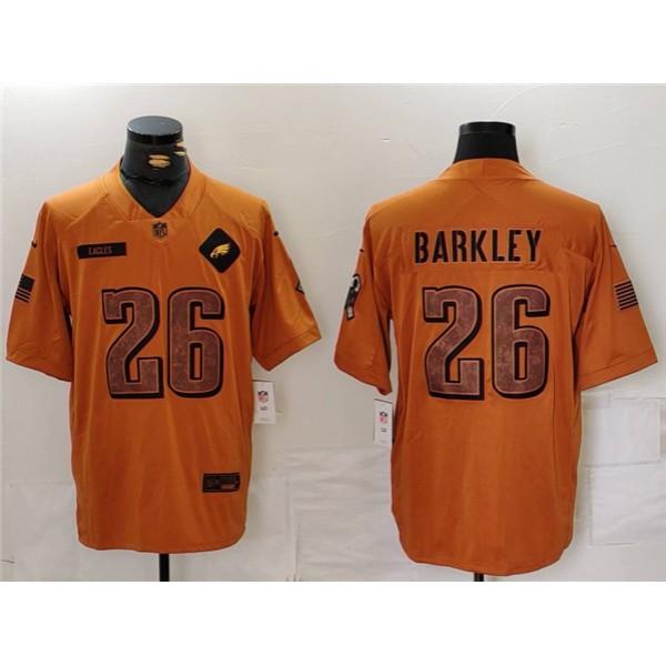 Philadelphia Eagles #26 Saquon Barkley 2023 Brown Salute To Service Limited Stitched Jersey