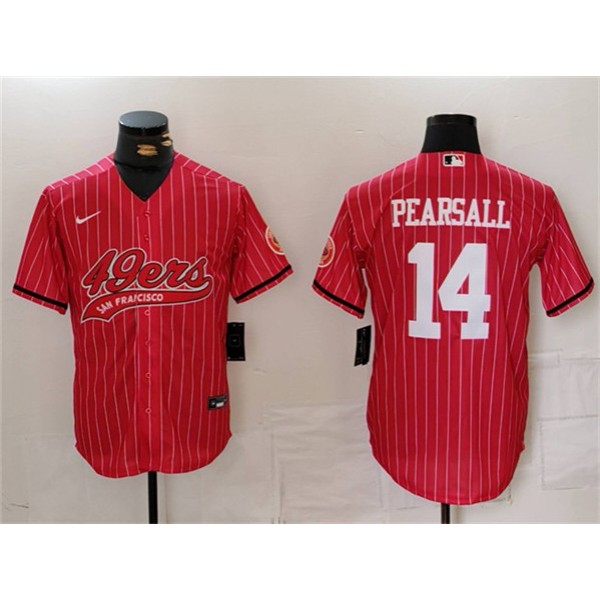 San Francisco 49ers #14 Ricky Pearsall Red With Patch Cool Base Stitched Jersey