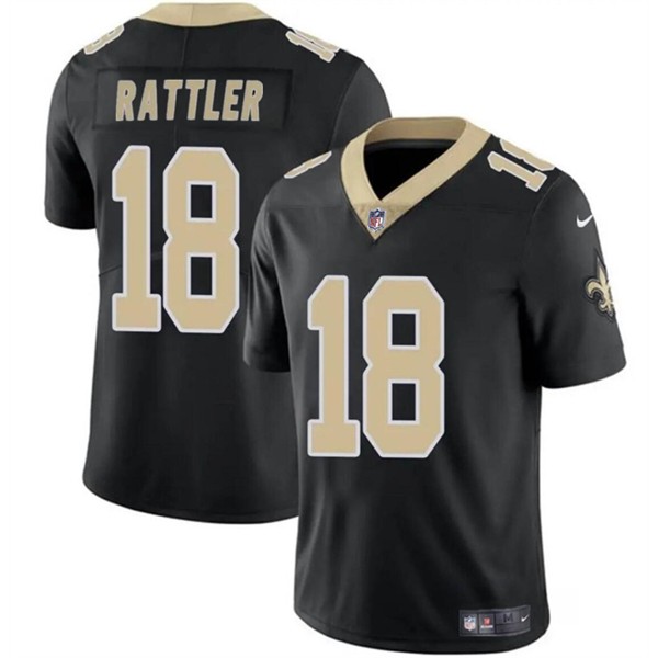 New Orleans Saints #18 Spencer Rattler Black Vapor Limited Stitched Jersey