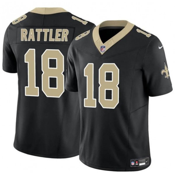 New Orleans Saints #18 Spencer Rattler Black F.U.S.E. Vapor Limited Stitched Jersey