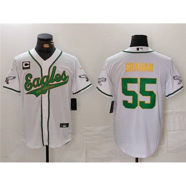 Philadelphia Eagles #55 Brandon Graham White Gold With 4-Star C Patch Cool Base Stitched Jersey