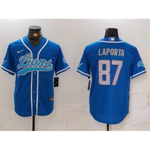 Detroit Lions #87 Sam LaPorta Blue Cool Base Stitched Jersey
